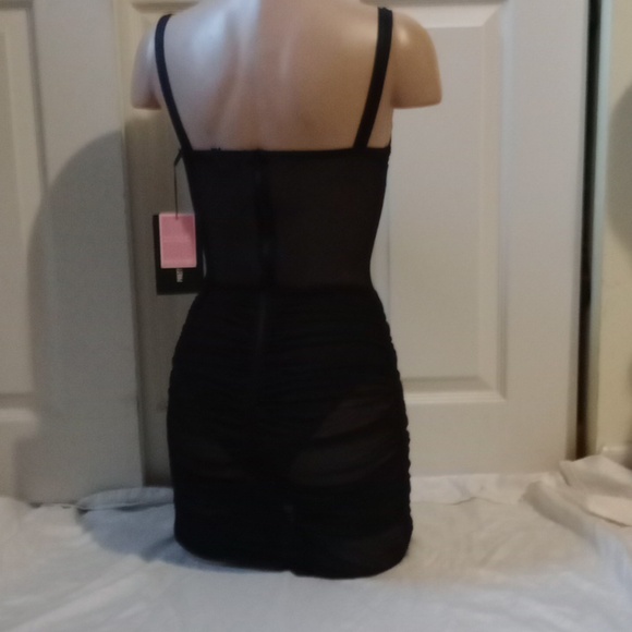 PrettyLittleThing Black Mesh Dress,Size 2 - Picture 6 of 12